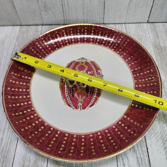 Vintage Raymond Waites Decorative Plate Faberge Egg Design Porcelain 10'' Round - Picture 7 of 7